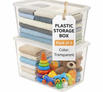 Plastic Storage Box with Lid – Large Stackable Organizer Storage Box for Clothes